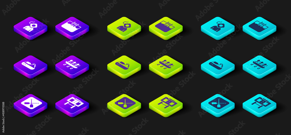 Set Paddle, Sport mechanical scoreboard, Jet ski, Canoe rowing team sports, Swimming pool with ladder and Aqualung icon. Vector