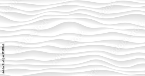 Fototapeta Naklejka Na Ścianę i Meble -  Wavy line, white texture. Abstract wave pattern, nature geometric surface. Ripple background for the interior wall 3d design. Raster copy illustration