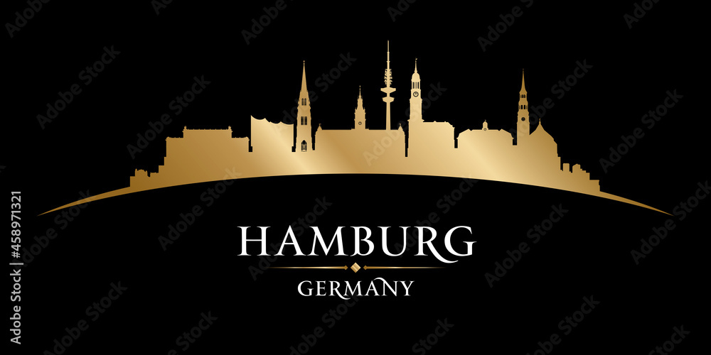 Hamburg Germany city silhouette black background