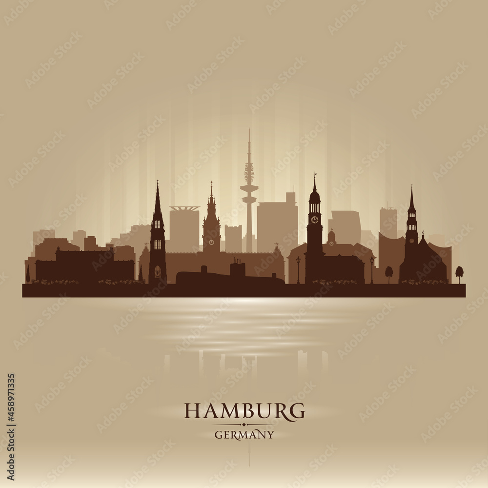 Hamburg Germany city skyline vector silhouette