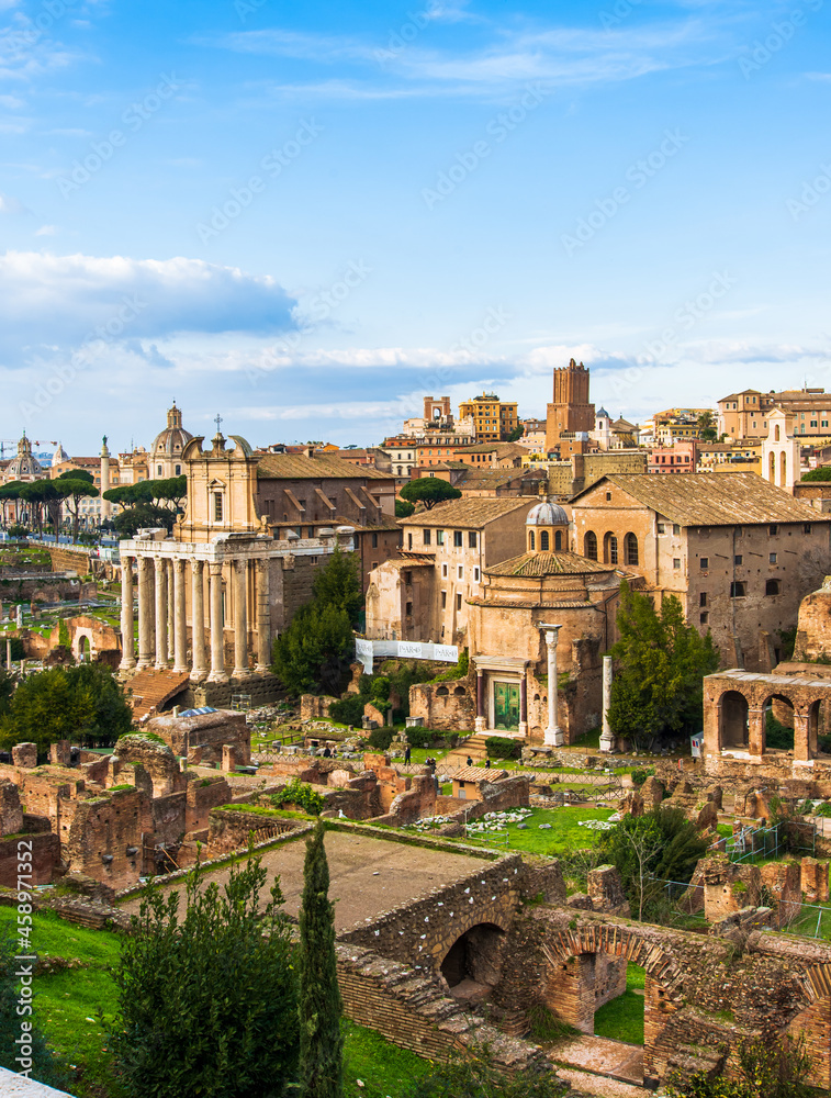 View of medieval buildings in Rome