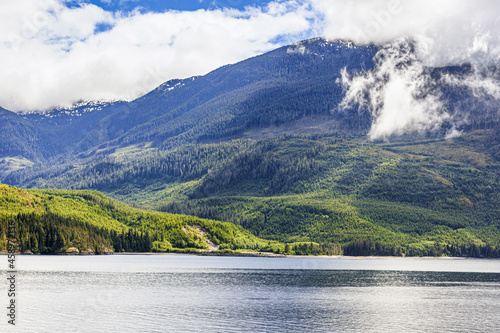 The Inside Passage in the Johnstone Strait at the northern end of Vancouver Island, British Columbia, Canada - Viewed from a cruise ship sailing the Inside Passage photo