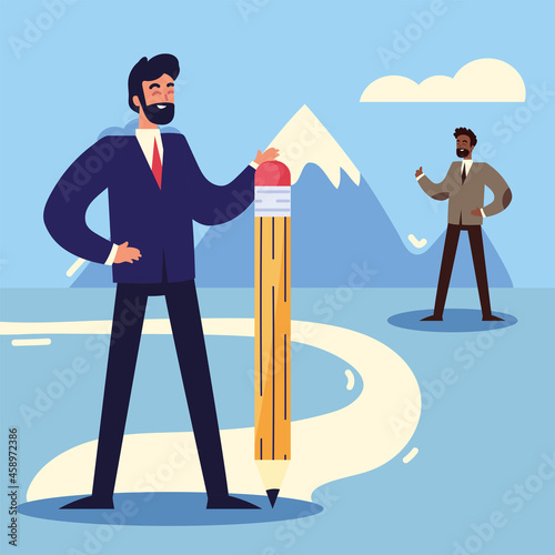 businessmen with goals and success