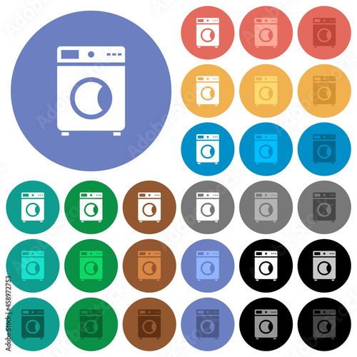 Washing machine round flat multi colored icons