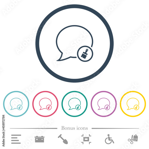 Message paste outline flat color icons in round outlines