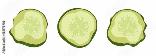 Cucumbers pickled slices set. Vector illustration. A concept for stickers, posters, postcards, websites and mobile applications.