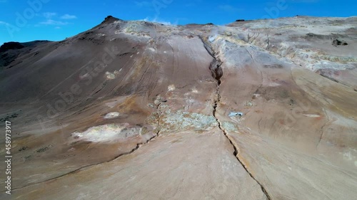 Iceland Multi Colored Rainbow mountain with hot springs steam vents and volcanic activity photo