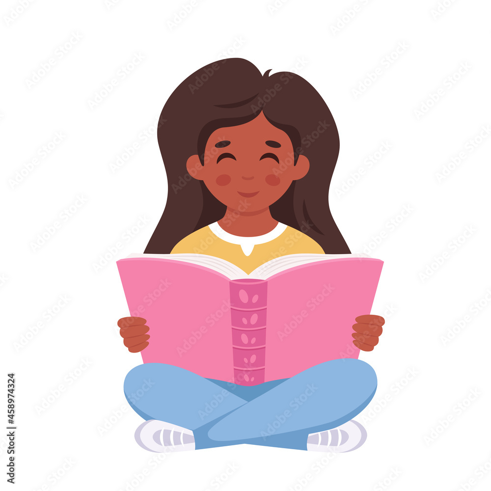 Girl reading book. Girl studying with a book. Vector illustration Girl reading book. Girl studying with a book. Vector illustration
