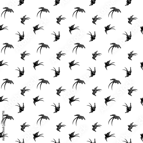 Seamless pattern with black birds. Swifts. No background. Swatch is included.  © Svetlana Parshakova