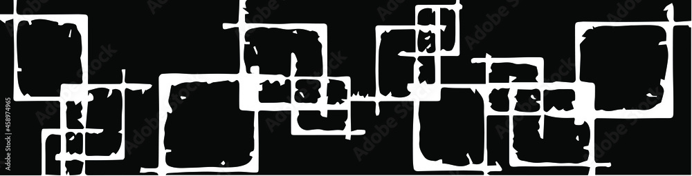 Fototapeta premium Rough, irregular texture composed of monochrome geometric elements. Overlay distressed grunge background. Abstract vector illustration. Isolated on white background. EPS10