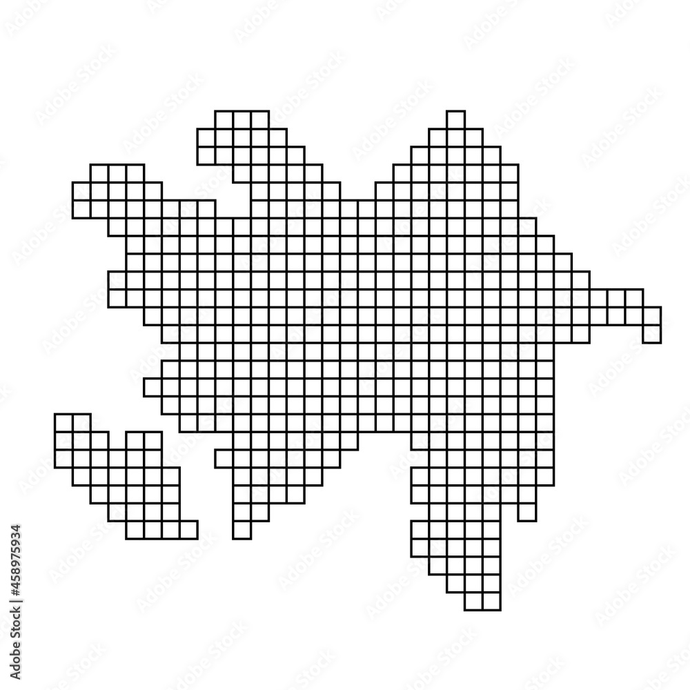 Fototapeta premium Azerbaijan map silhouette from black pattern mosaic structure of squares. Vector illustration.