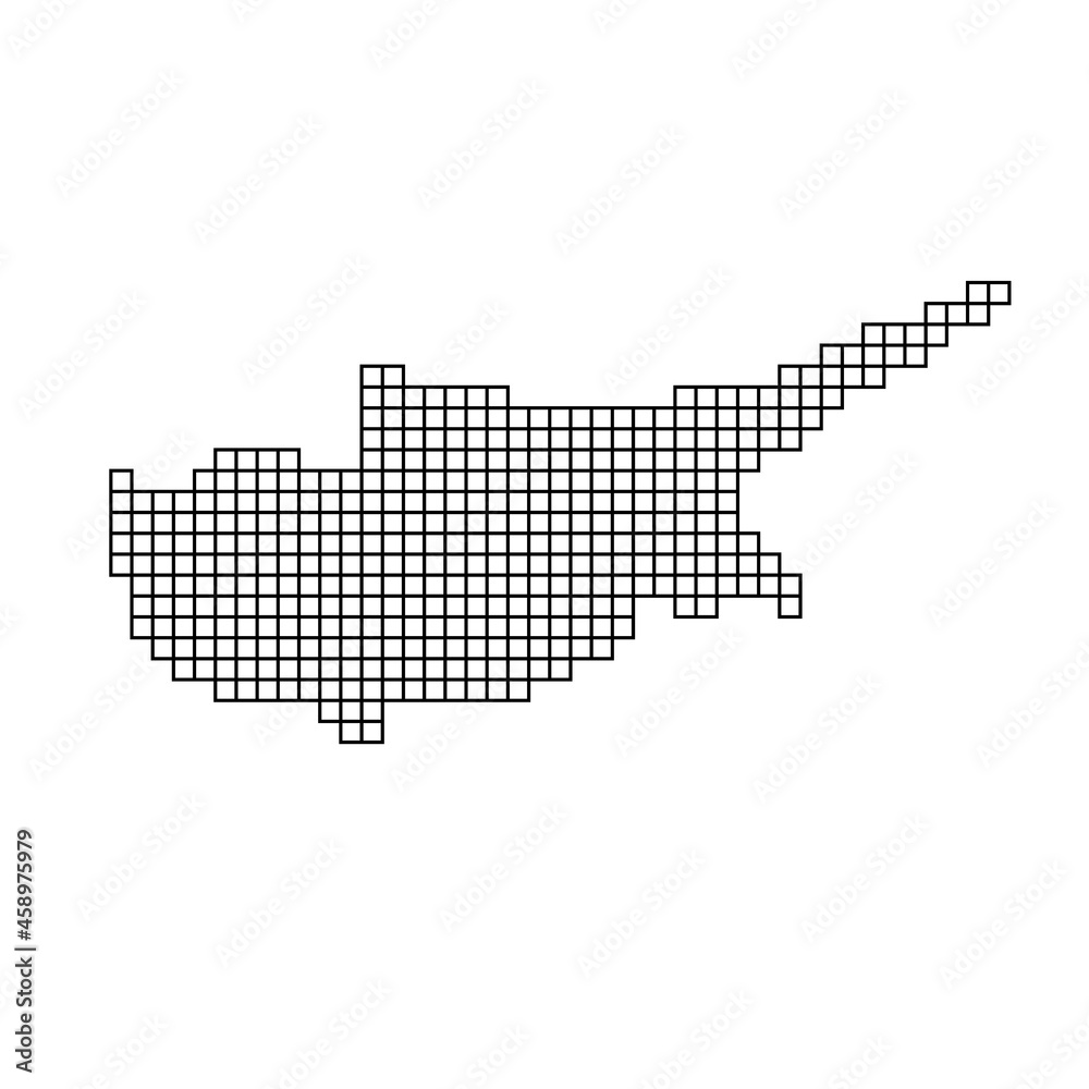Cyprus map silhouette from black pattern mosaic structure of squares. Vector illustration.