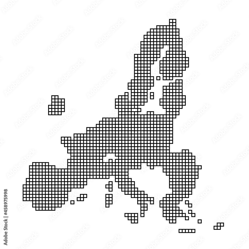 Obraz premium European Union map silhouette from black pattern mosaic structure of squares. Vector illustration.