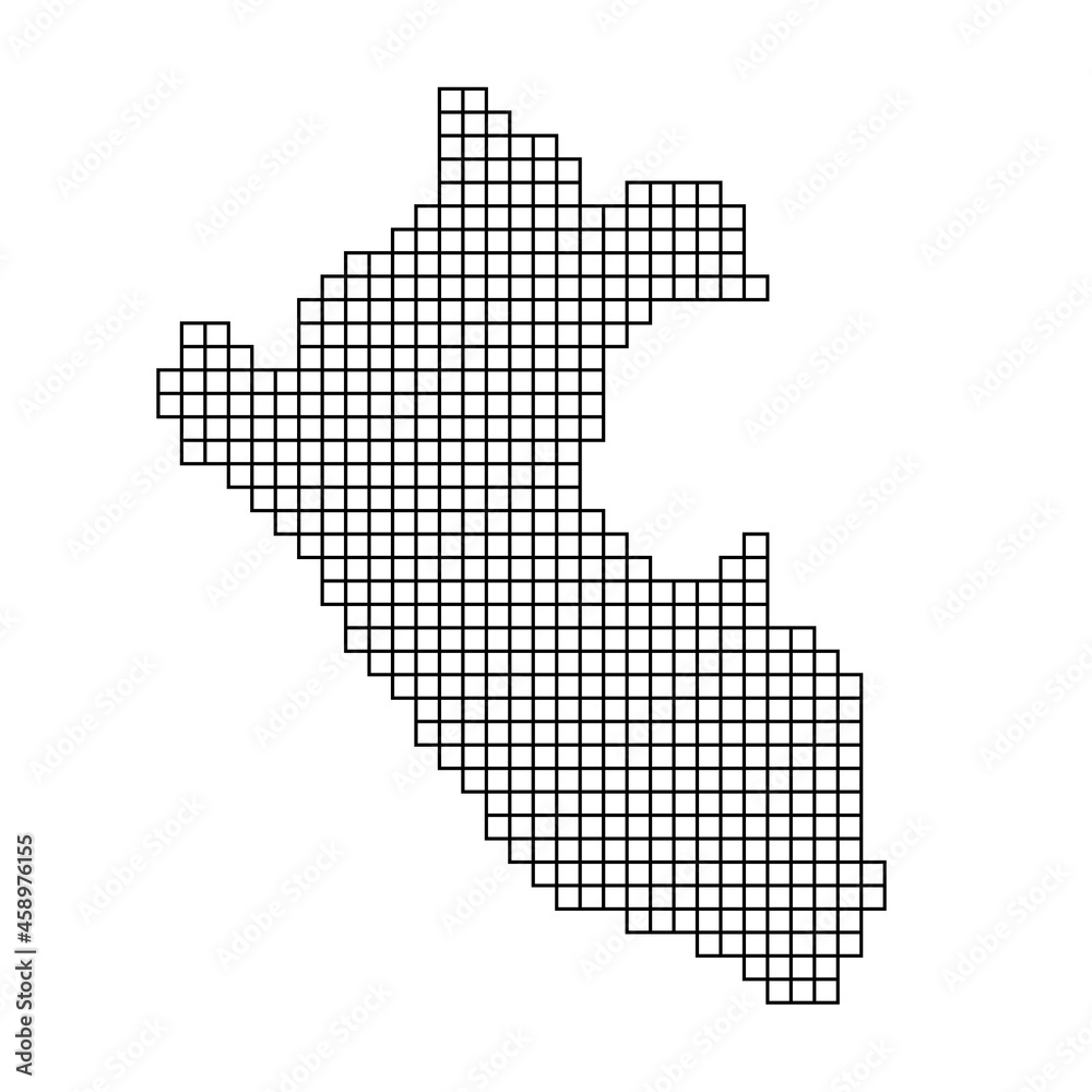 Obraz premium Peru map silhouette from black pattern mosaic structure of squares. Vector illustration.