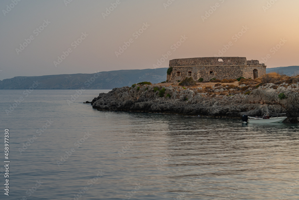 Castle of Avlemonas at sunset, Kythera island, Greece