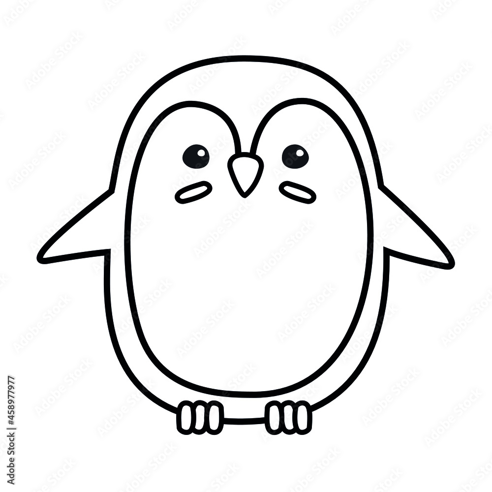 Vector flat outline hand drawn penguin isolated on white background Vector flat outline hand drawn penguin isolated on white background