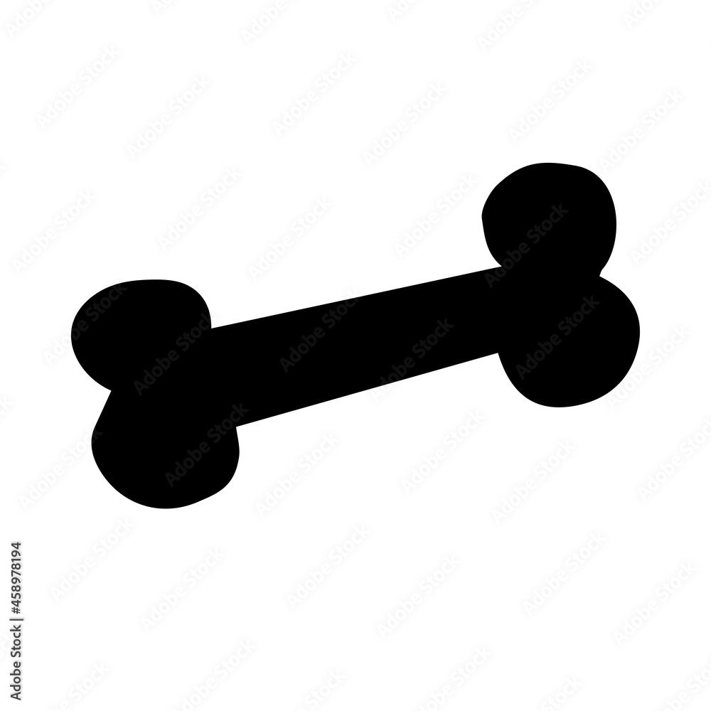 Vector hand drawn doodle sketch bone silhouette isolated on white background Vector hand drawn doodle sketch bone silhouette isolated on white background