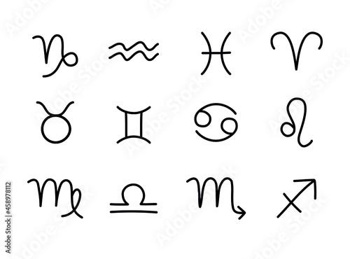 Vector set bundle of hand drawn doodle sketch astrological zodiac sign isolated on white background