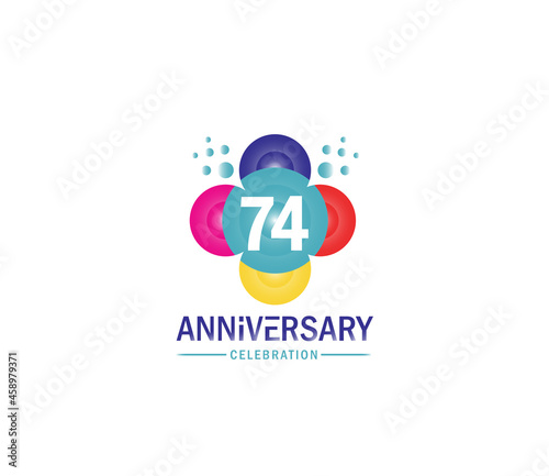 Celebration of Festivals Days 74 Year Anniversary, Invitations, Corporate, Party Events, Company Based, Banners, Posters, Card Material, effect Colors Design