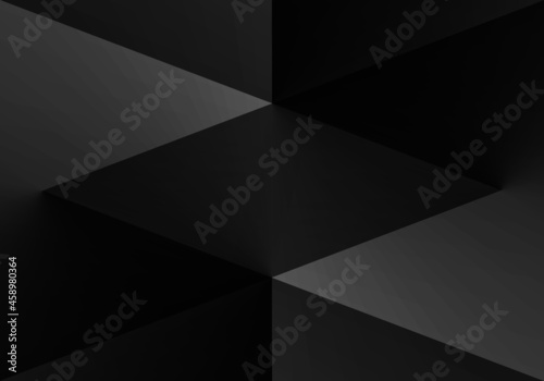 dark geometric, abstract background, black paper design, modern wallpaper, wall art, texture, with gradient, you can use for ad, product and card, business presentation, space for text