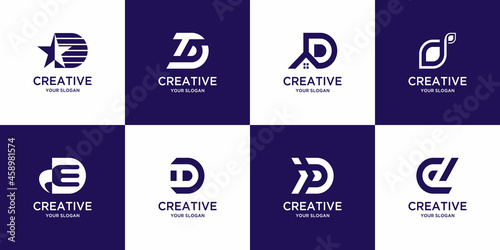Set of creative monogram initial letter d logo template