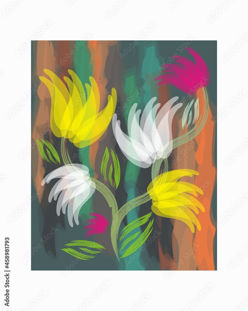 Flower abstract design vector illustration for poster wall decor and other
