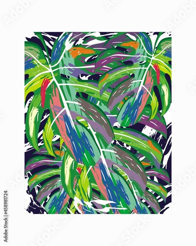 Monstera leaf abstract vector design concept for poster wall decor and other