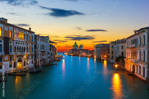 The Grand Canal at sunrise in Venice  Italy