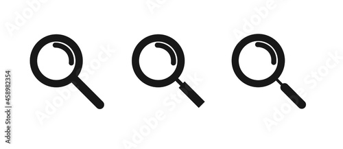Magnifying glass instrument set icon, magnifying sign, glass, magnifier or loupe sign, search – stock vector.