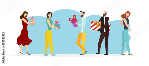 group of people communicate, one person can not join the group, vector illustration
