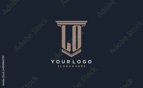 LO initial logo with pillar style, luxury law firm logo design ideas