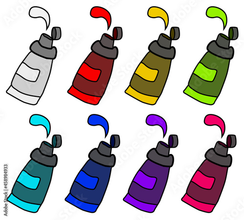 Paint Tubes Cartoon Element Set
