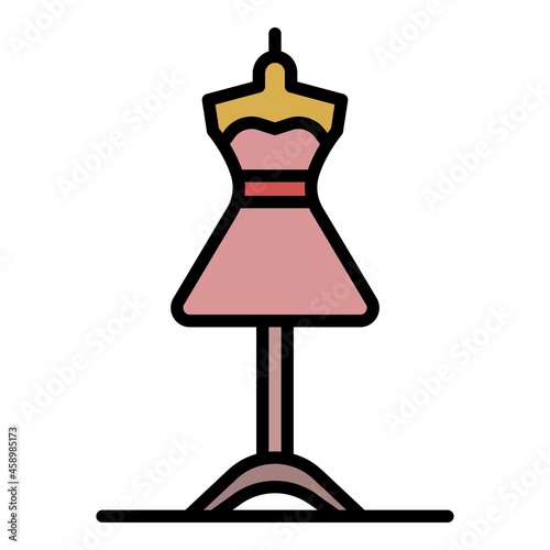 Dress on a mannequin icon. Outline dress on a mannequin vector icon color flat isolated photo