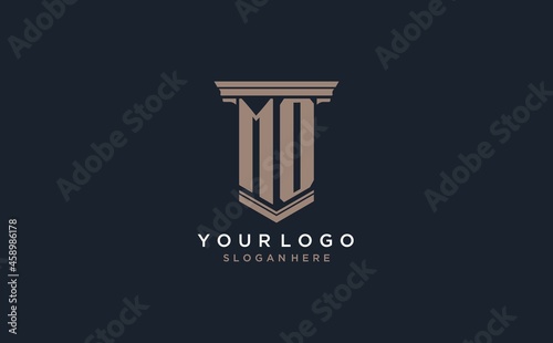 MO initial logo with pillar style, luxury law firm logo design ideas