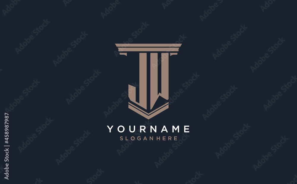 JW initial logo with pillar style, luxury law firm logo design ideas ...