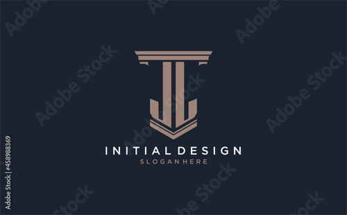 Fényképezés JL initial logo with pillar style, luxury law firm logo design ideas