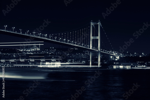 chain bridge at night