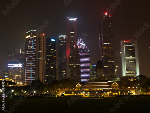 Photography Singapore CBD skyscrapers at night
