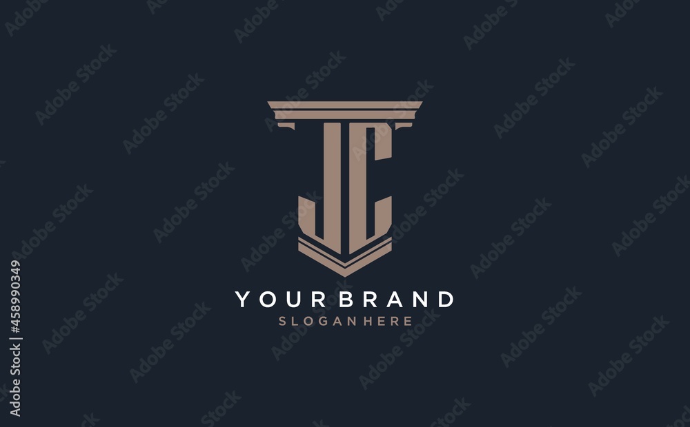 JC initial logo with pillar style, luxury law firm logo design ideas