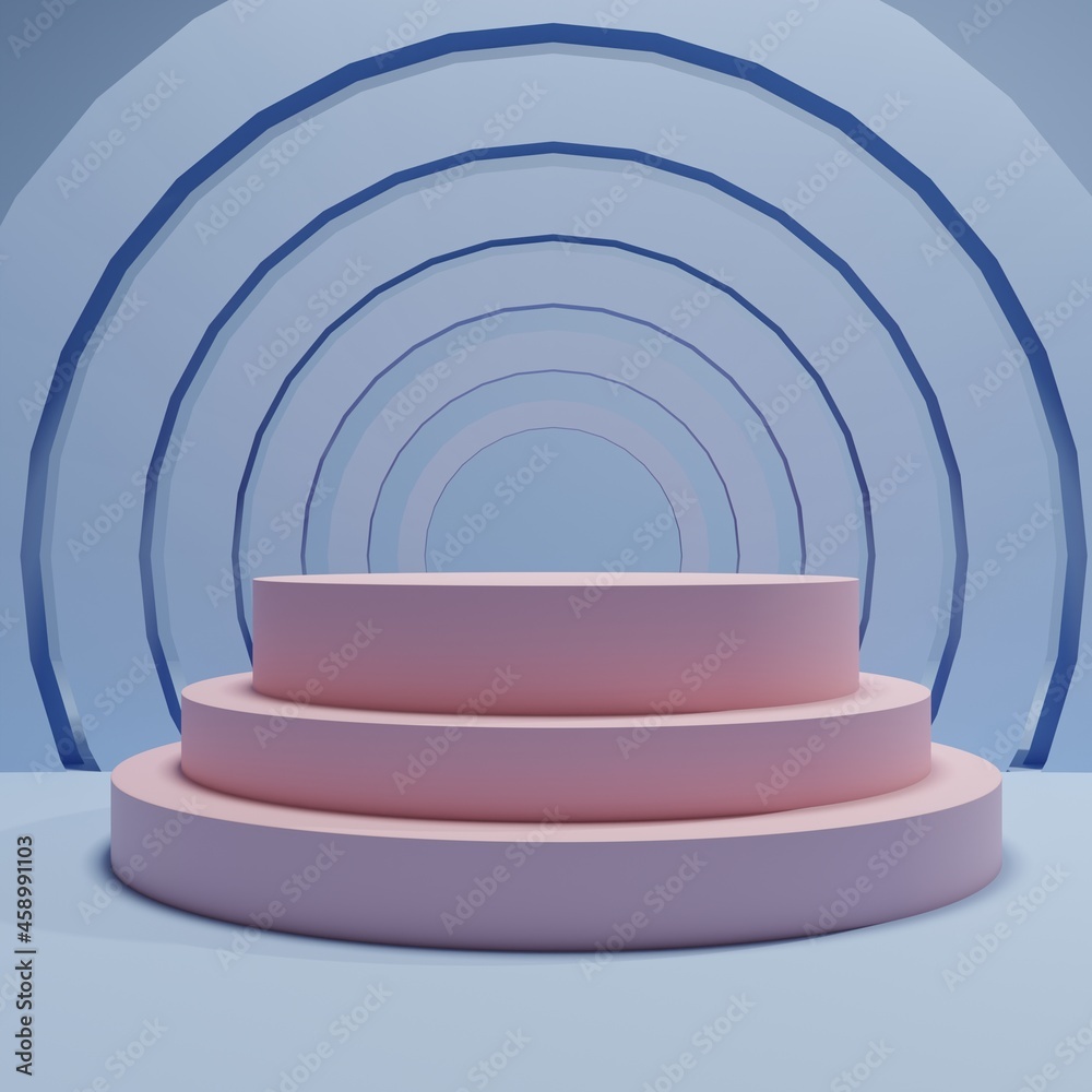 Obraz premium 3d background with a pink podium product stage illustration and round light bleu