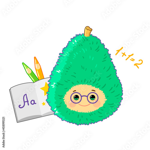 professions. a set of professions in a cartoon flat style for children. teacher,  the character is a cute avocado.