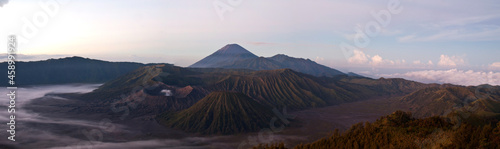 Bromo volcano at dawn, panorama