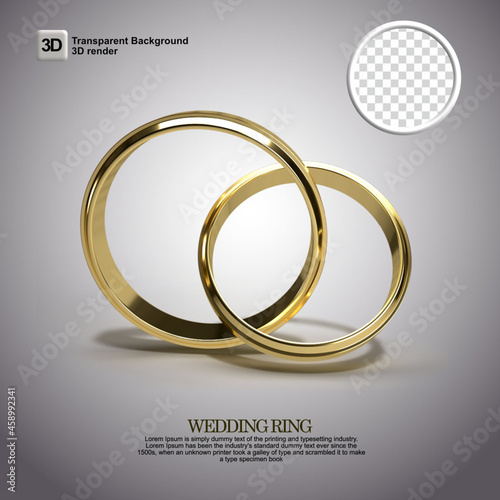 3d wedding ring with transparent background