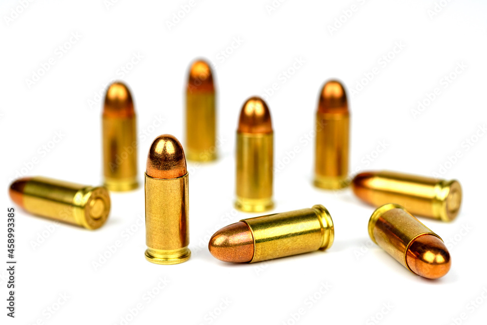 golden bullets isolated on white background. golden bullets isolated on white background.