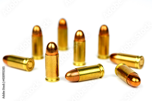 golden bullets isolated on white background. 