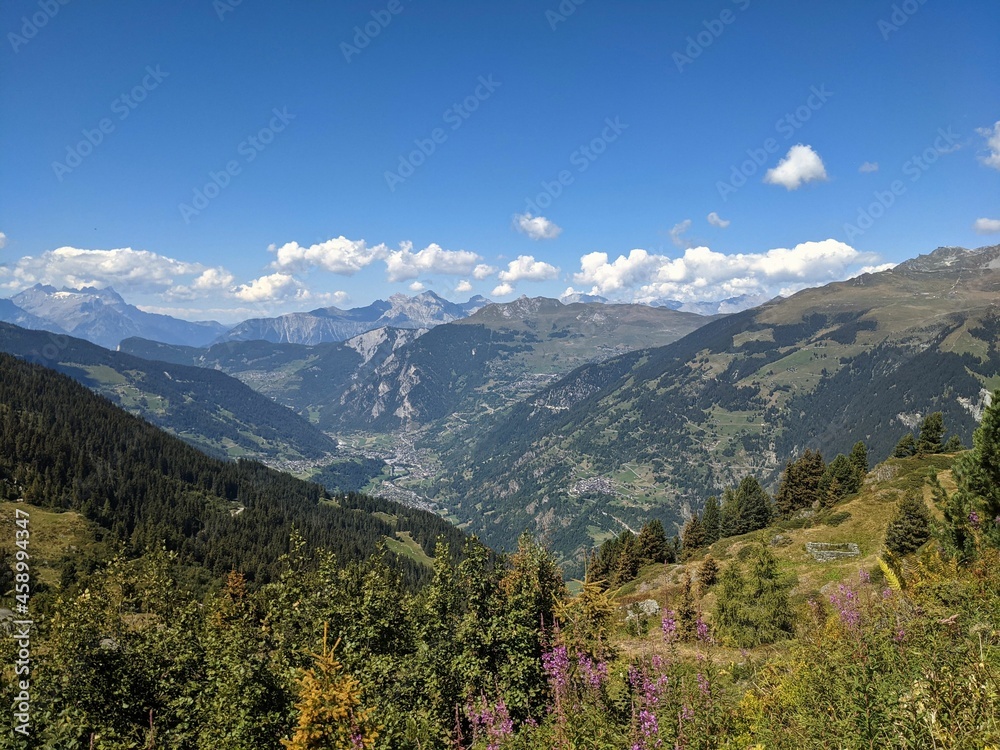 beautiful landscape in valais with a view of verbier above lourtier near la ly goli de servay. Hiking in switzerland beautiful landscape in valais with a view of verbier above lourtier near la ly goli de servay. Hiking in switzerland