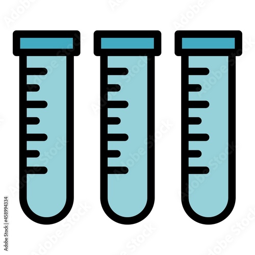 Veterinary test tubes icon. Outline veterinary test tubes vector icon color flat isolated
