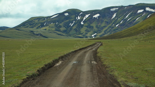 Gravel road to Landmannalaugar on Iceland, Europe 