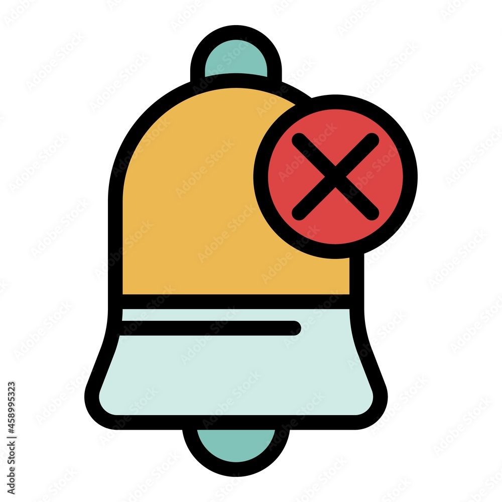 Bell with a cross icon. Outline bell with a cross vector icon color flat isolated Bell with a cross icon. Outline bell with a cross vector icon color flat isolated