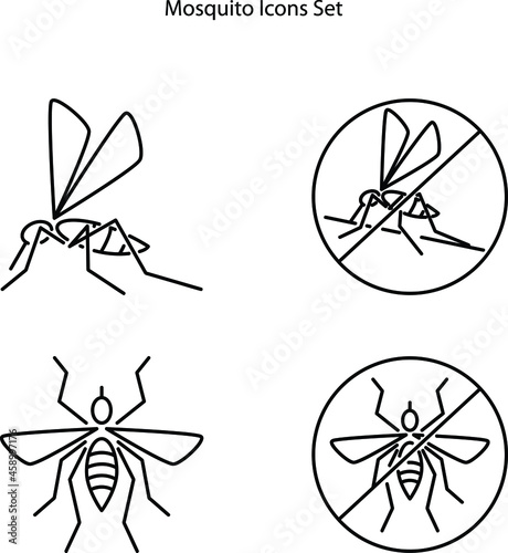 mosquito icons set isolated on white background. mosquito icon thin line outline linear mosquito symbol for logo, web, app, UI. mosquito icon simple sign.